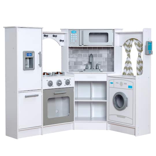 KidKraft White Ultimate Corner Play Kitchen Set with Lights & Sounds